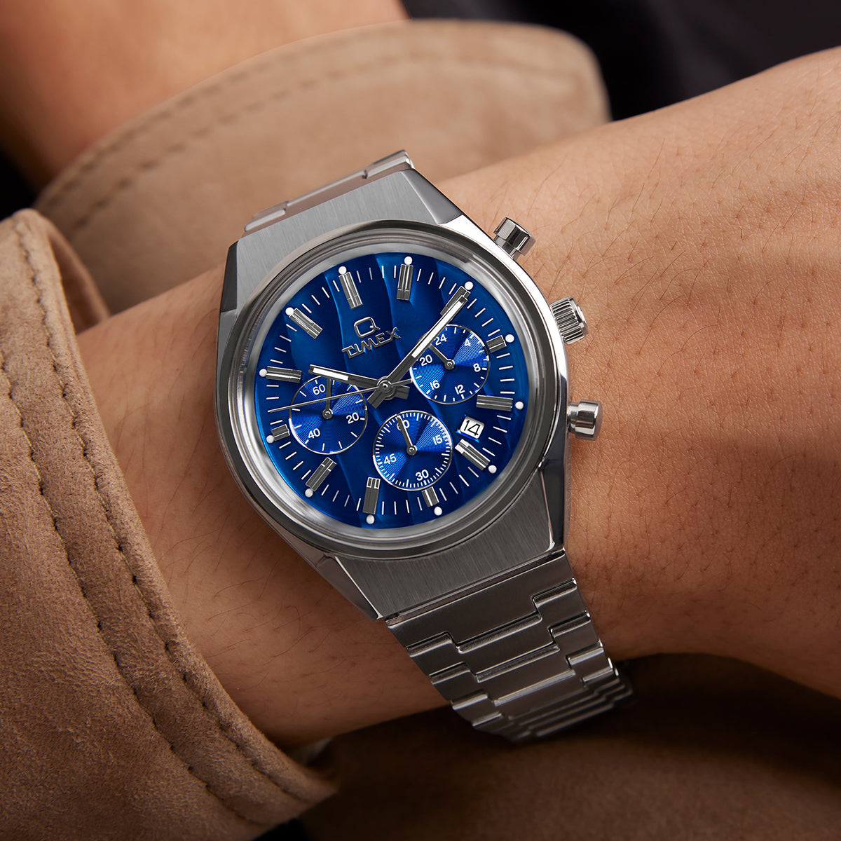 Q Timex Falcon Eye Chronograph 40mm Stainless Steel Bracelet Watch
