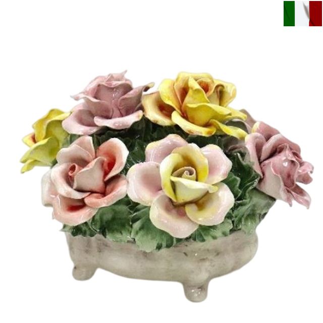 楽天市場】陶花 置物 陶器 花 イタリア オーナメント クラシック