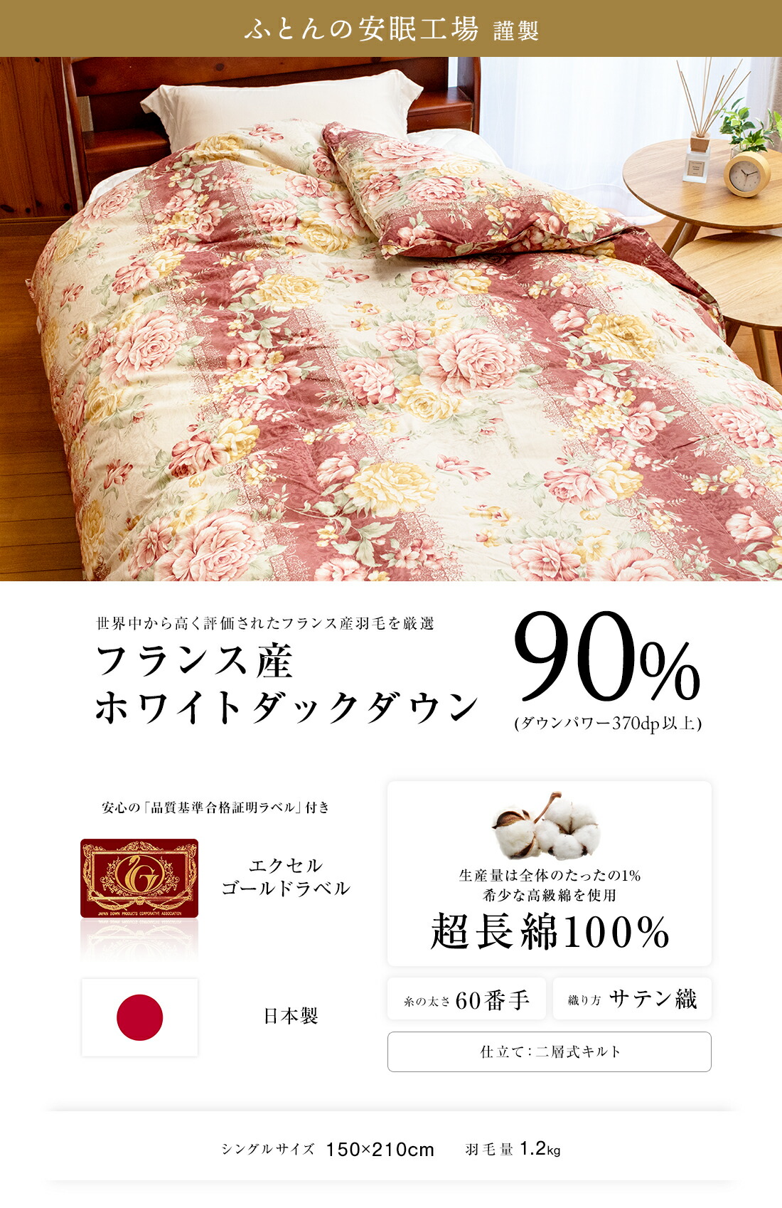 楽天市場】【楽天SS 10%OFF 3/4 20:00開始】日本製 上質 羽毛布団 二層