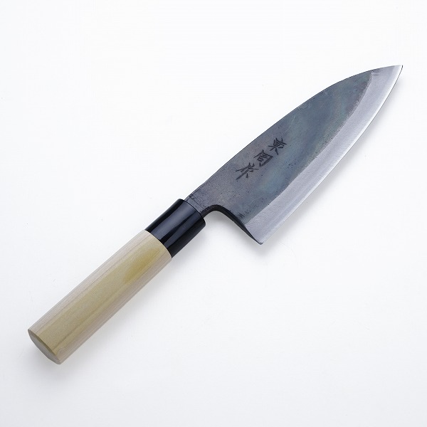 楽天市場】出刃包丁 両刃 150mm 白紙1号 割込み 黒打ち仕上げ 東周作