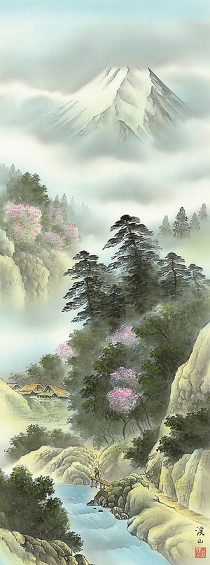 楽天市場】掛け軸 掛軸（かけじく）四季賞翫 春 万山乱花（伊藤 渓山