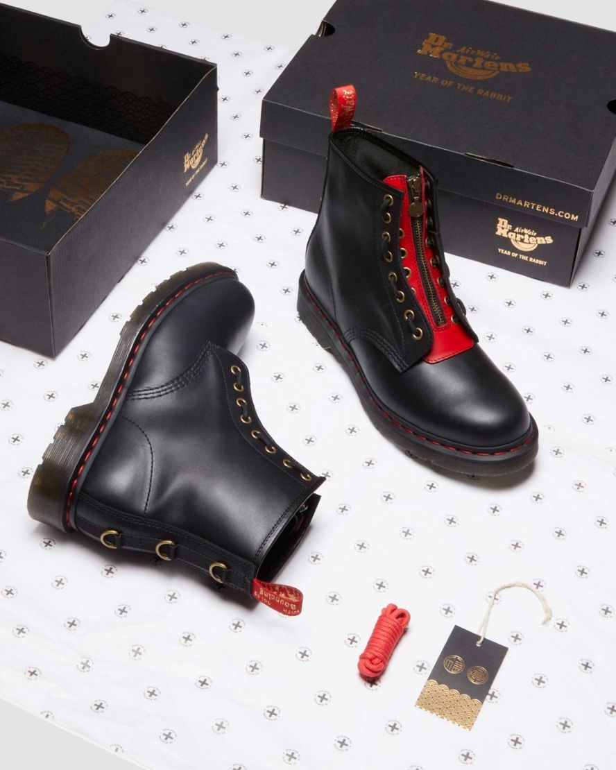 Shop Dr Martens 1460 Year Of The Rabbit in Black.