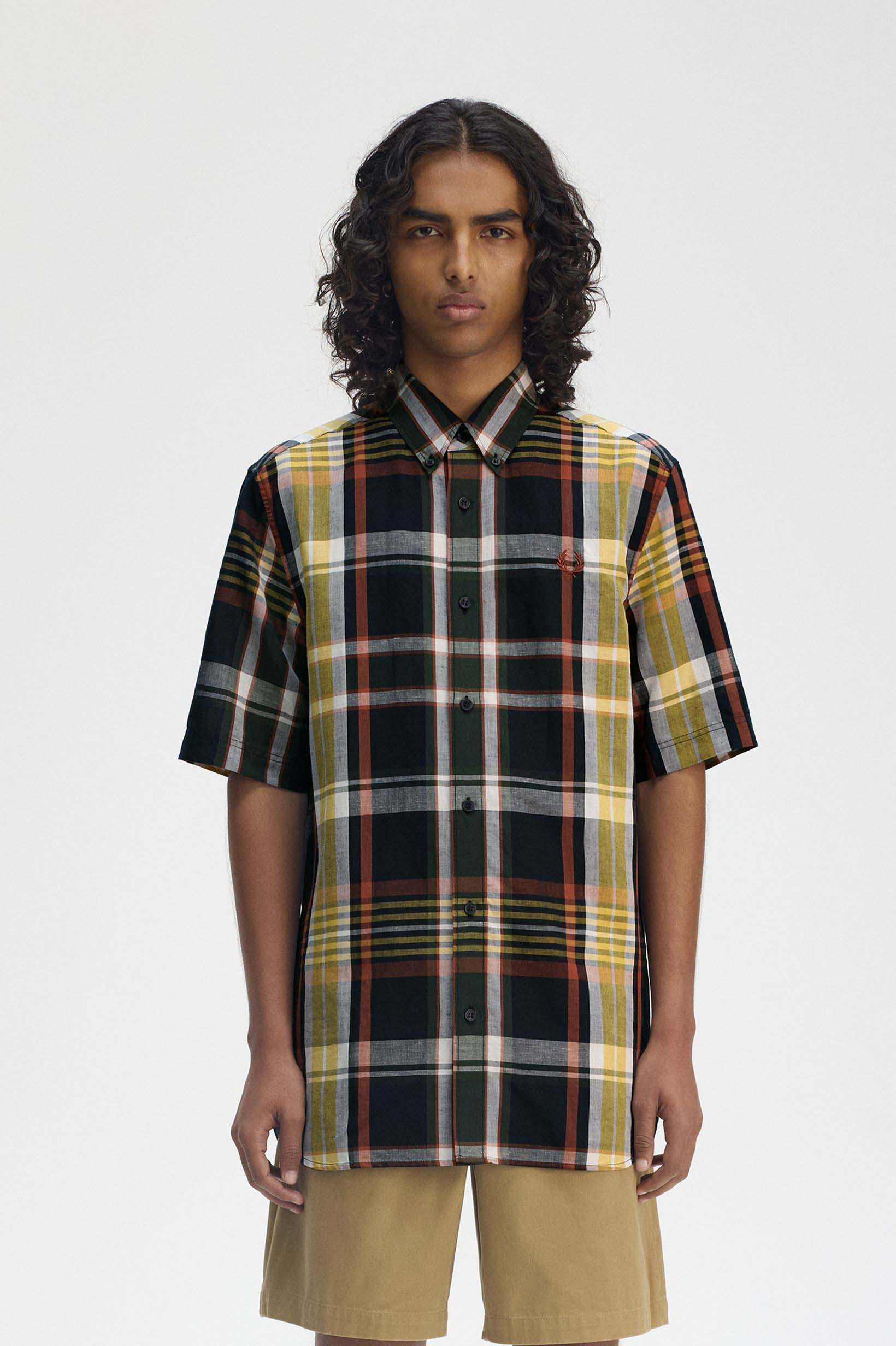 Madras Check Short Sleeve Shirt(S 608：NAVY): | FRED PERRY JAPAN