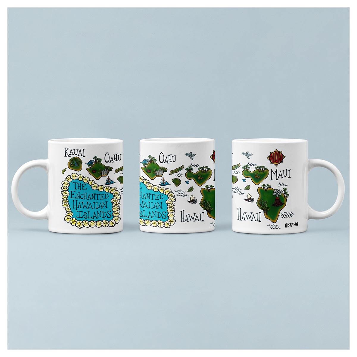 Hawaii Map - Ceramic Mug - Heather Brown Art