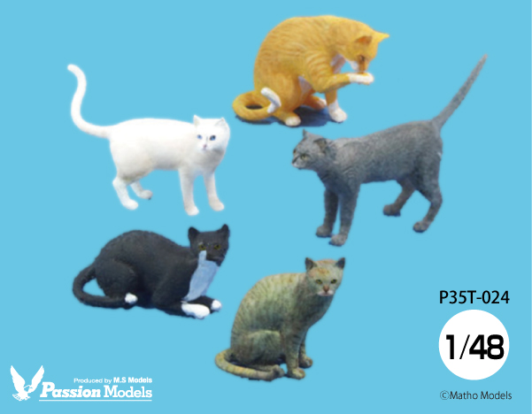 Passion Models[P35T-024]1/48 猫好きが認めるネコ 5種セット - M.S