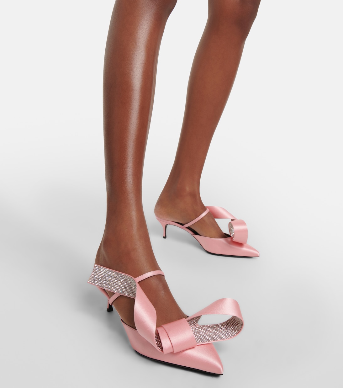 x Sergio Rossi Marquise crystal-embellished mules in pink - Area