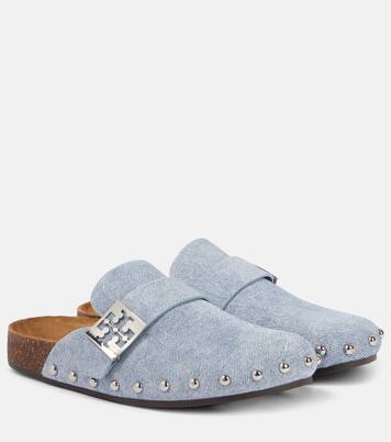 Mellow studded suede clogs in blue - Tory Burch | Mytheresa