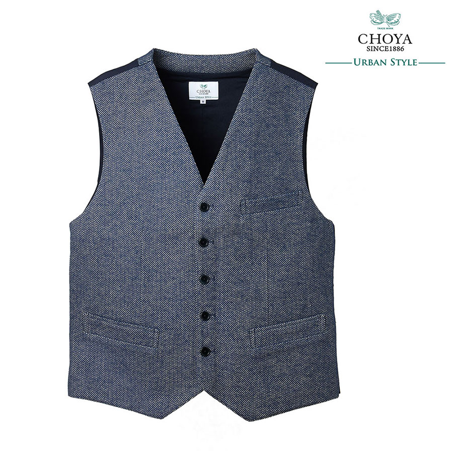 CHOYA URBAN STYLE ジレ ベスト コットン ツイード ネイビー
