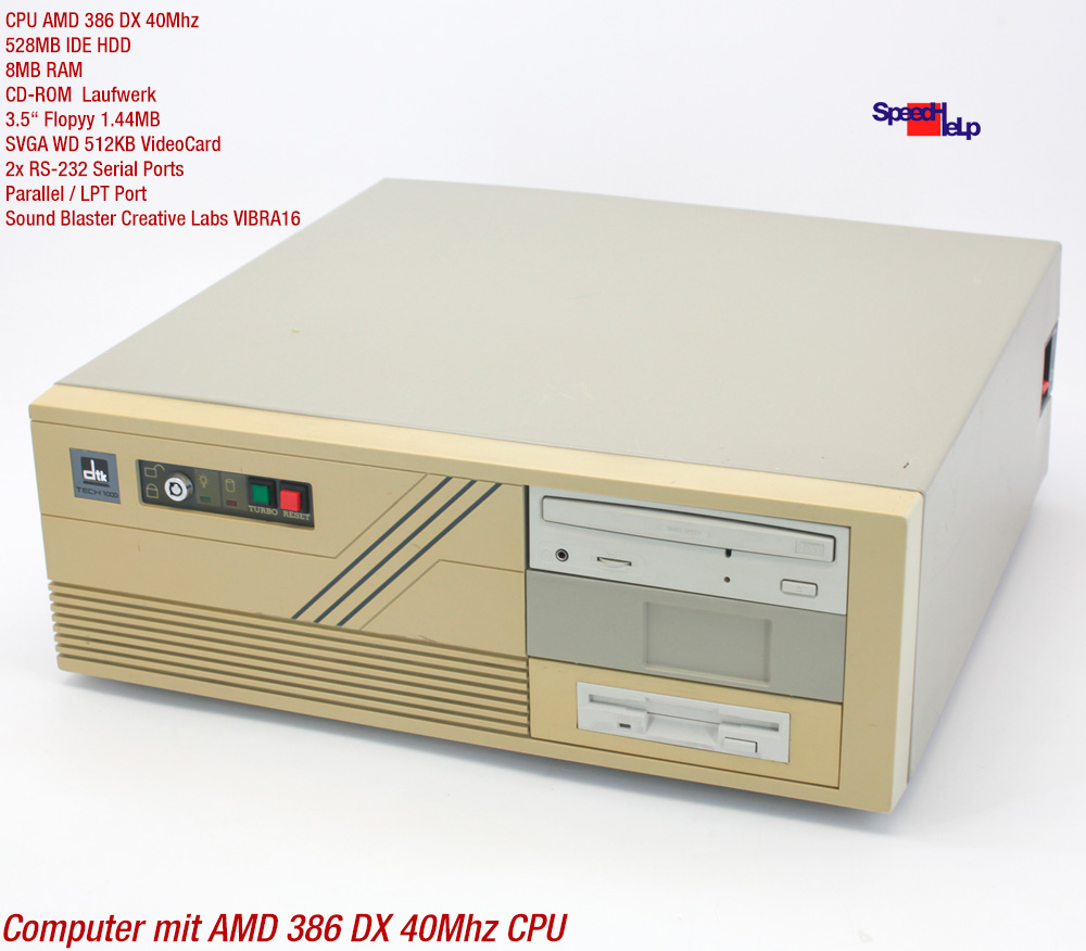 Retro 80386 386 Dx 40mhz Computer PC Windows 3.1 MS-DOS Creative