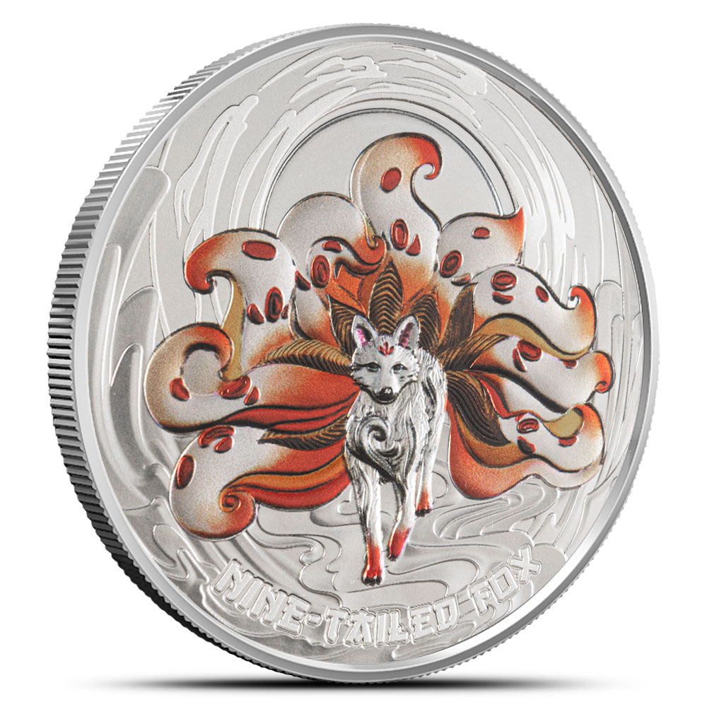 Samoa Mythical Creatures Colorized Nine Tailed Fox Silver Coin