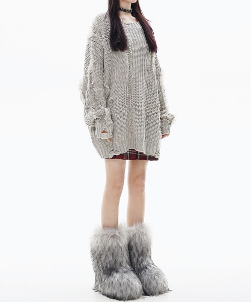 Chick ニット セーター Fringe damage knit / フリンジダメージニット