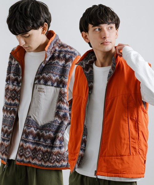 KRIFF MAYER（クリフメイヤー） ベスト ジレ 柄ボアひっくりボアベスト