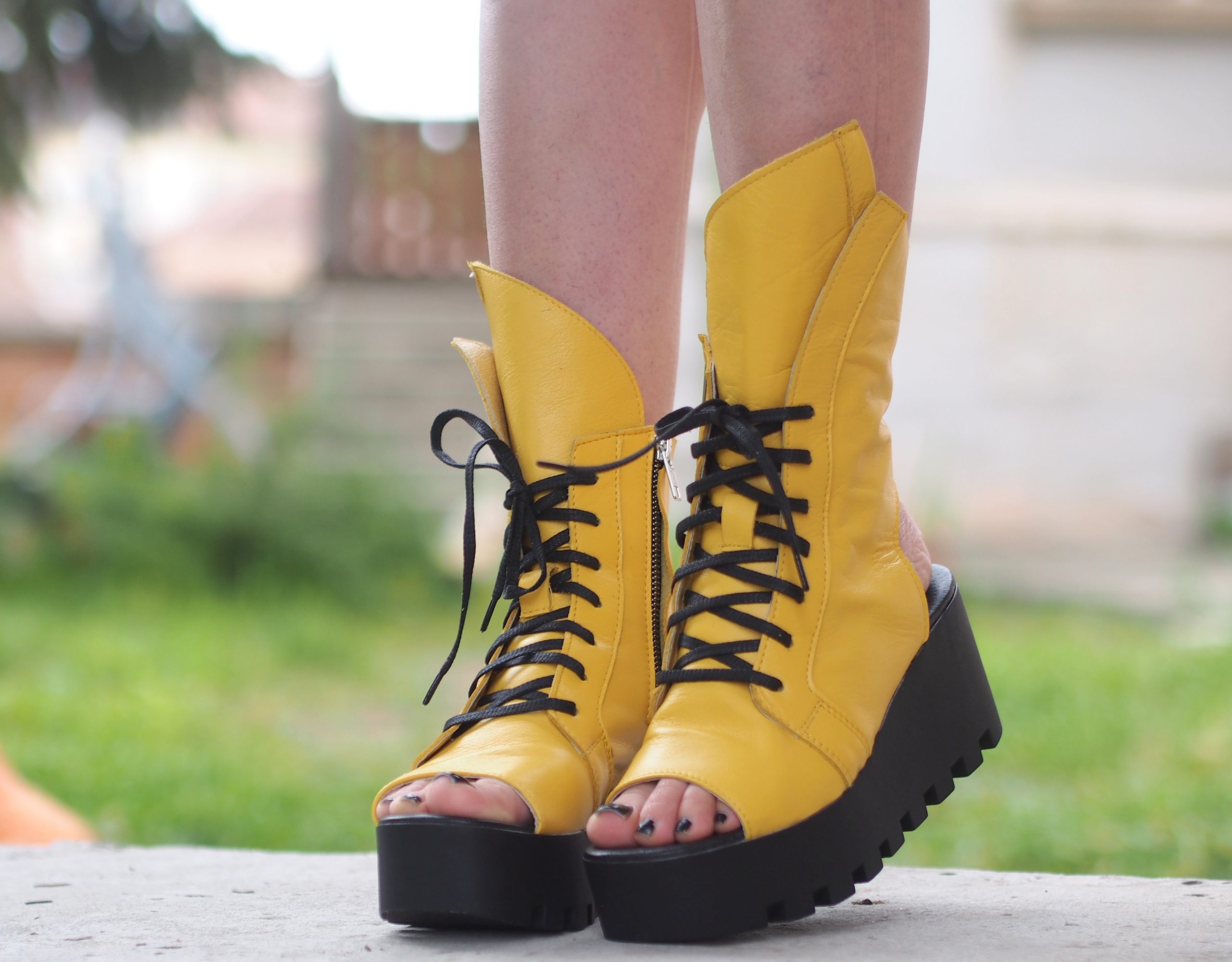 Women genuine leather Yellow boots – Adrenalinefashion