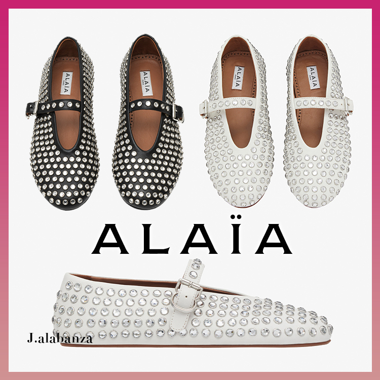アライア☆2色 ラインストーン付きバレエシューズ (ALAIA/フラット