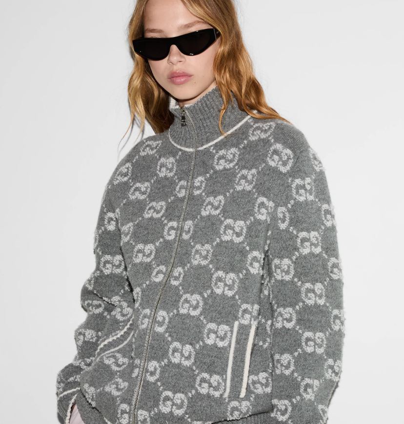 注目の新作【GUCCI】GGジャカード ブークレステッチカーディガン