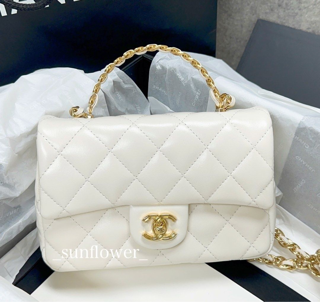 シャネル 23S トップハンドル フラップバッグ ホワイト (CHANEL