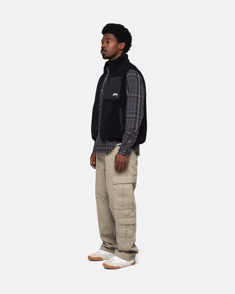STUSSY☆】SHERPA REVERSIBLE VEST BLACK UNISEX (STUSSY/ベスト・ジレ