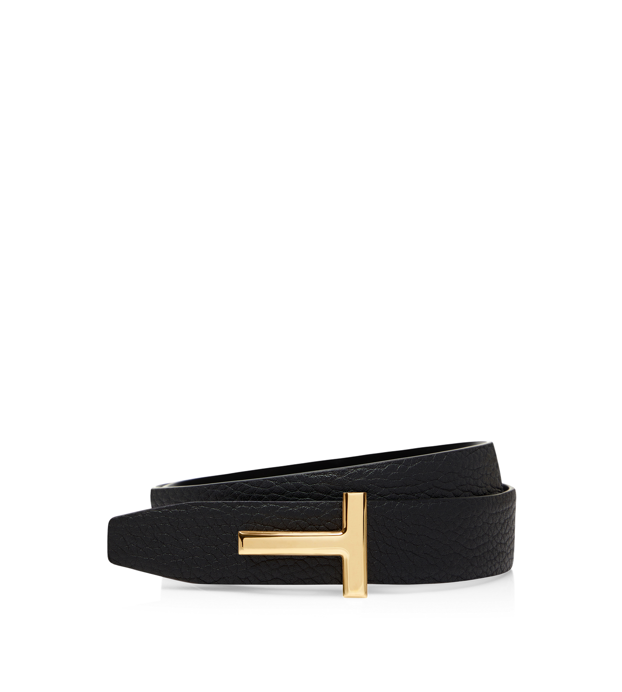 GRAIN LEATHER AND SMOOTH LEATHER REVERSIBLE T BELT 30 MM | TOM