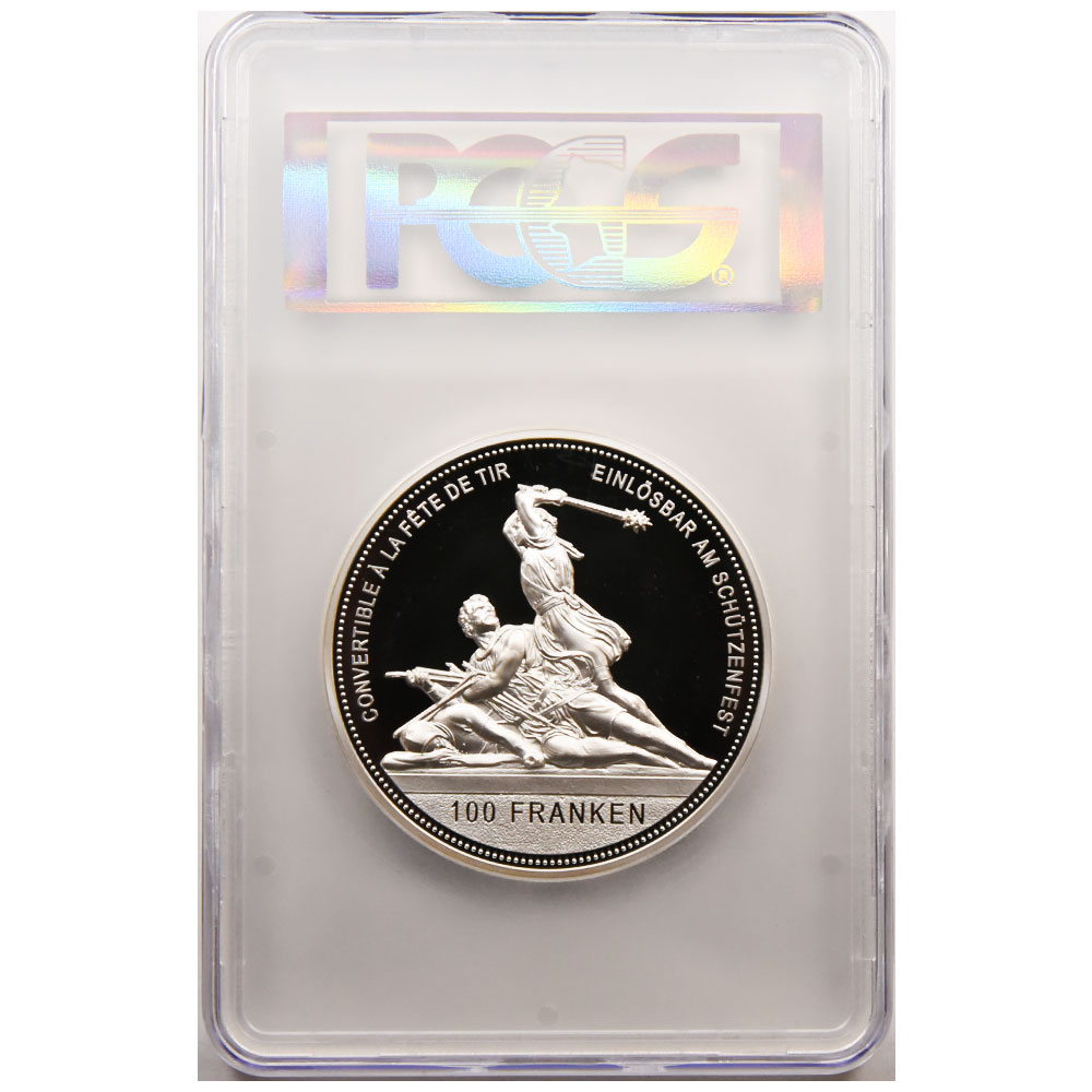 スイス 2018 100フラン 銀貨 PCGS PR66DCAM 現代射撃祭 ヘルヴェティア