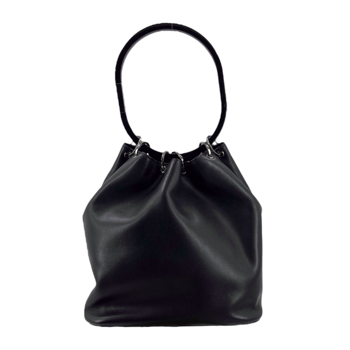 Gucci Fall 1999 Iconic Tom Ford Black Leather Acrylic Ring Bucket