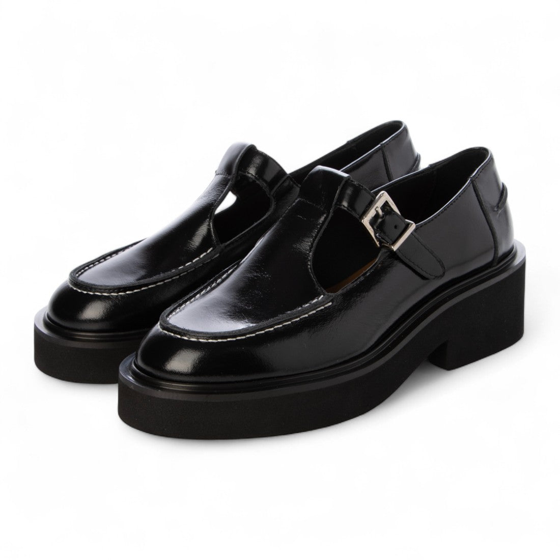 Fabio Rusconi Fabio Rusconi round toe thick sole T-strap shoes