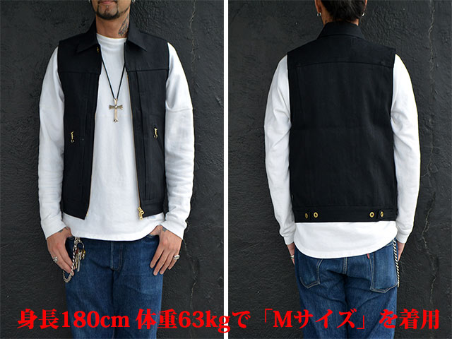 全2色【RED TAiL/レッドテイル】「Cross Denim Vest”5th”/クロスデニム