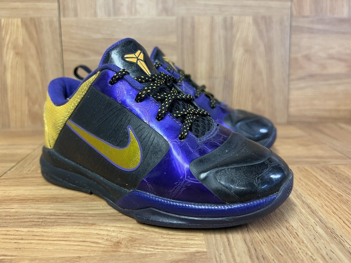 RARE🔥 Nike Kobe 5 Lakers Away Black Gold Purple Sneakers Sz 10C