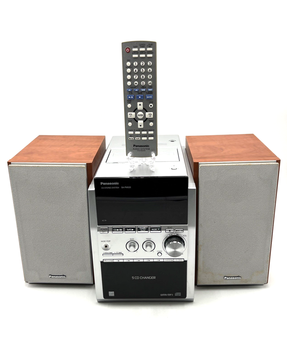 Panasonic SA-PM533 Stereo System 5 CD Changer Speakers WMA MP3