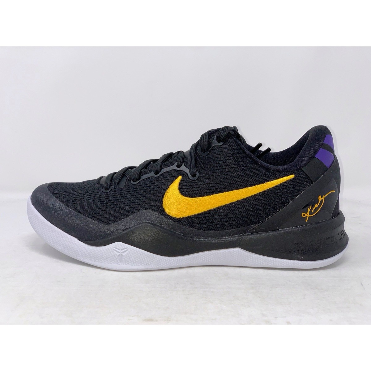 Nike Kobe 8 Protro 'LA Lakers' Black Sneakers, Size 11.5 BNIB