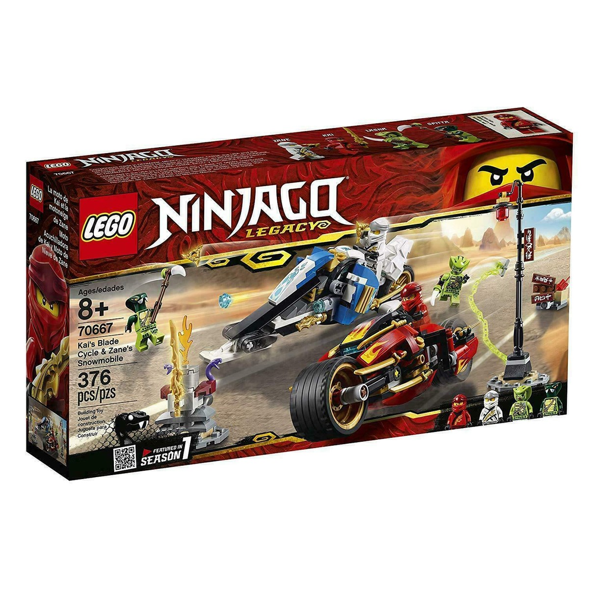 70667 KAI'S BLADE CYCLE & ZANE'S SNOWMOBILE lego legos set NEW