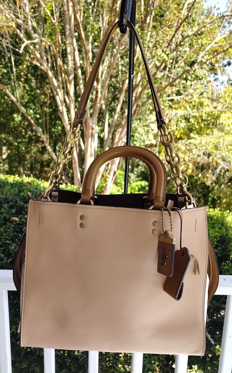 Coach 1941 Rogue LARGE 27055 Beige & White Colorblock Leather