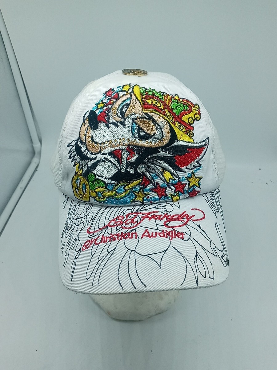 White Vintage 90s Ed Hardy Trucker Cap by Christian Audigier RARE
