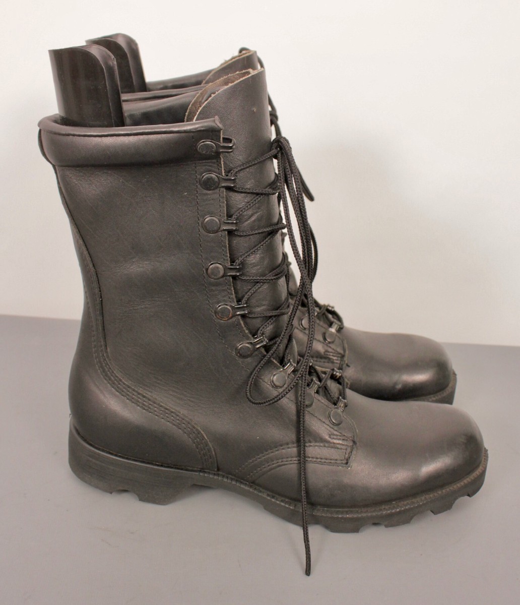 Men's NOS 1980s US Army Black Leather Combat Boots Sz 8 NR 80s Vtg