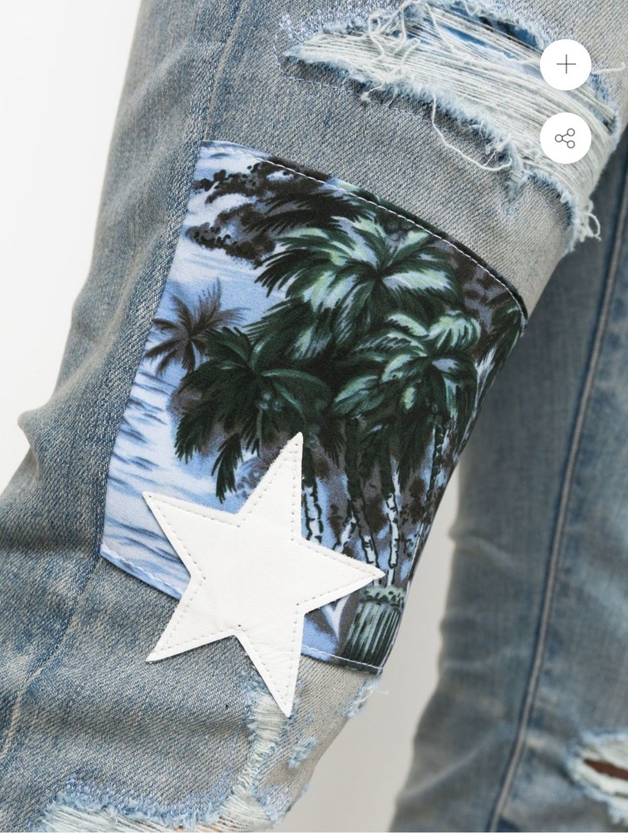 AMIRI Men's Hawaiian Star Patch Distressed Jeans Size 36 | eBay