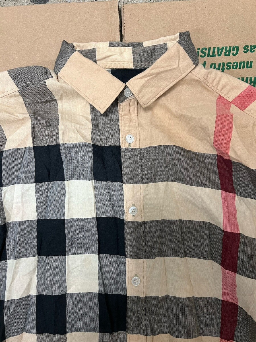 Burberry Brit Nova Check Button Down Long Sleeve Shirt Men's Size