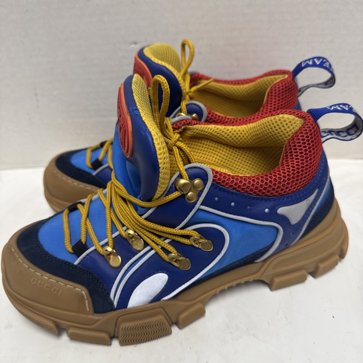Gucci Supreme Flashtrek Sega Blue Multicolor Shoes Boots Suede