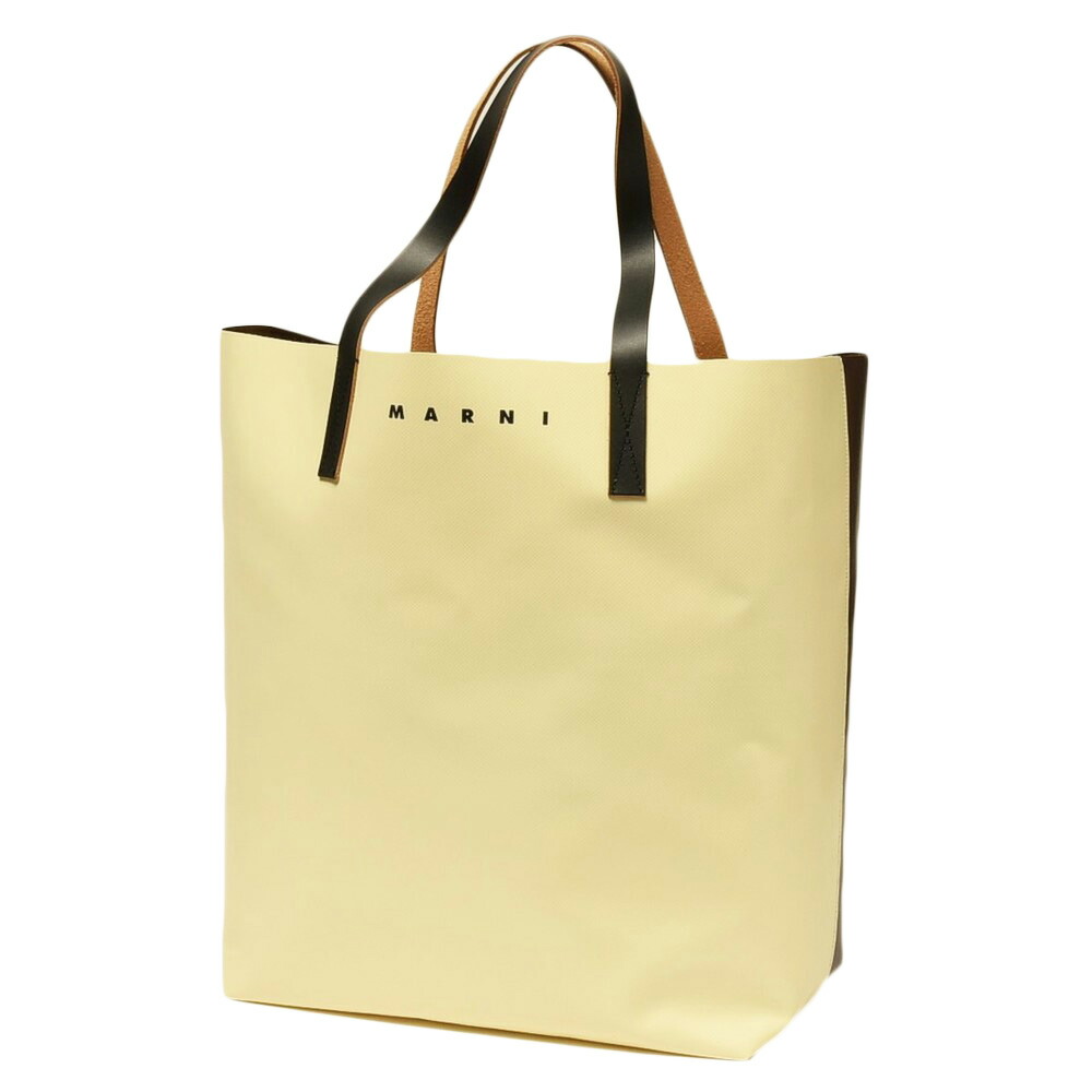 MARNI（マルニ）ポリエステル×レザーバイカラーロゴトートバッグ