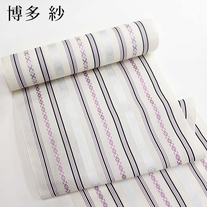 博多織 名古屋帯 博多帯 博多八寸帯 紗献上柄 透ける夏用 本場筑前 森