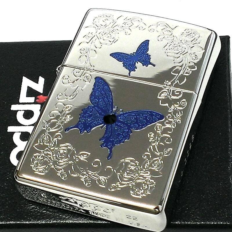 ZIPPO 限定 ブルーバタフライ ジッポ ライター ローズ シルバー