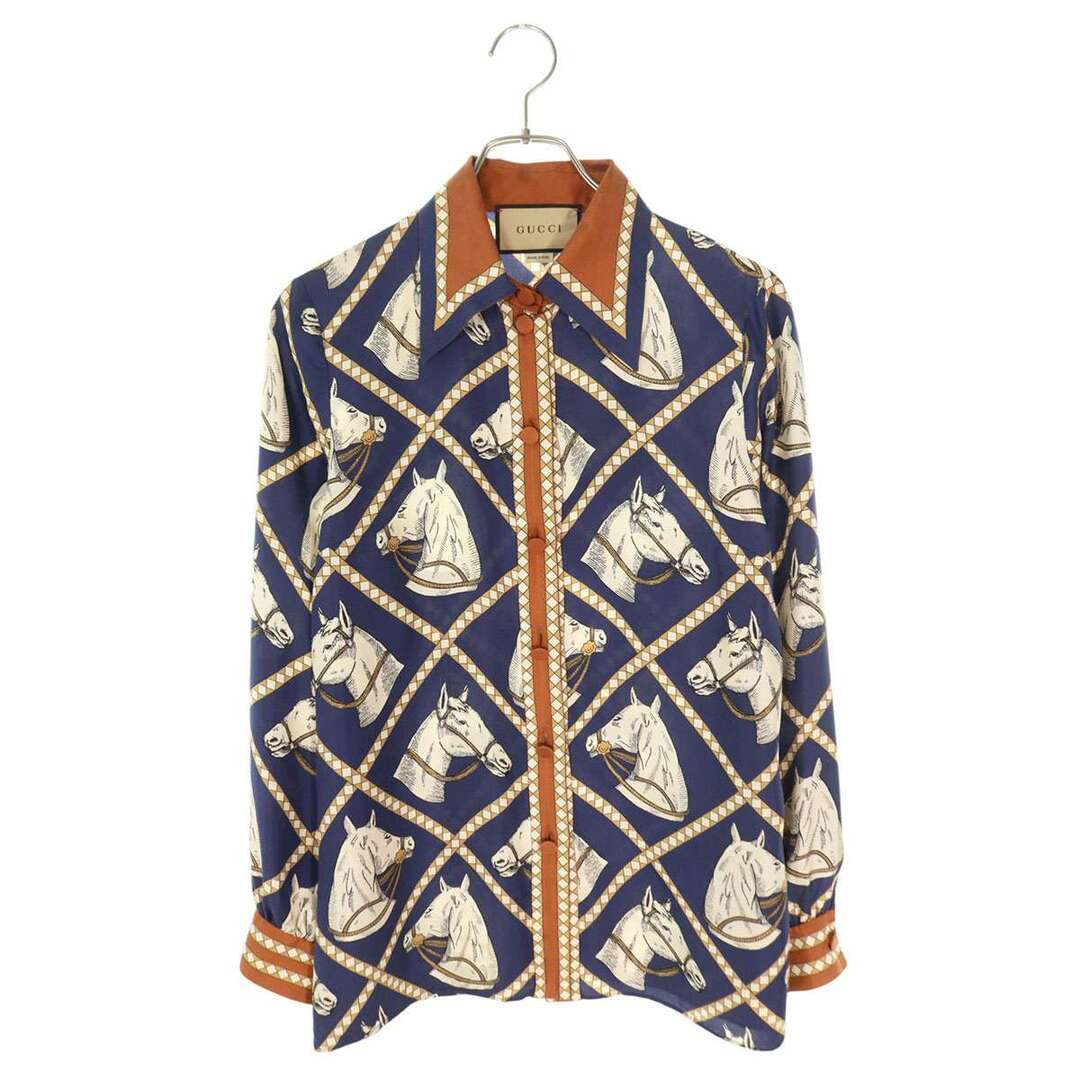 GUCCI - グッチ 721477 ZAK87 シルクホース柄長袖シャツ メンズ 40の