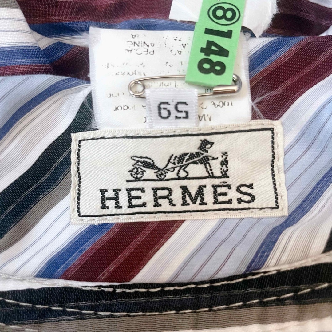 美品✨クリーニング済】HERMES バケットハット 帽子 ストライプ裏地 清潔