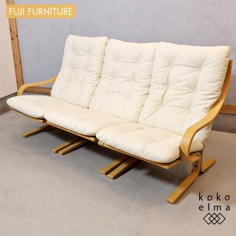 FUJI FURNITURE(冨士ファニチア)のAgio(アージオ) 本革 3Pソファー。曲