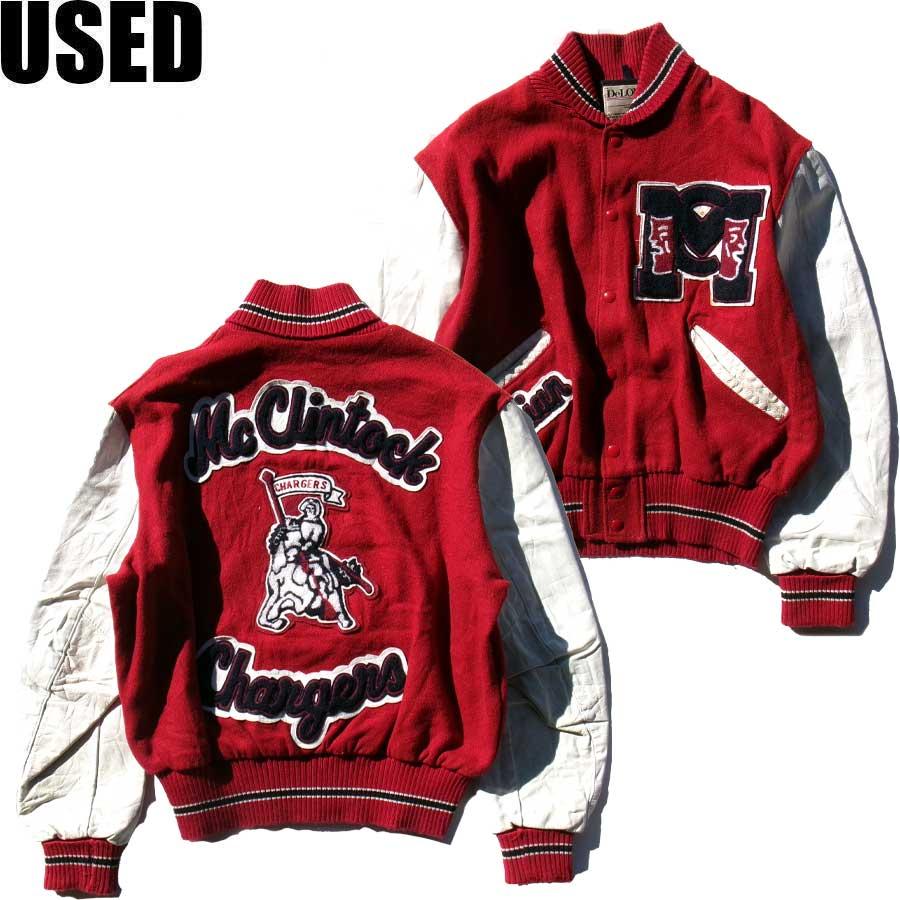 USED-76】90s DELONG STUDIUM JACKET made in USA RED/WHITE デロング