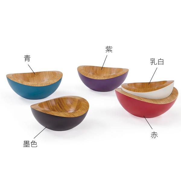 TEORI 竹の ボウル NUTS M 乳白 墨色 若葉色 猩々緋 赤 直径22cm 木製
