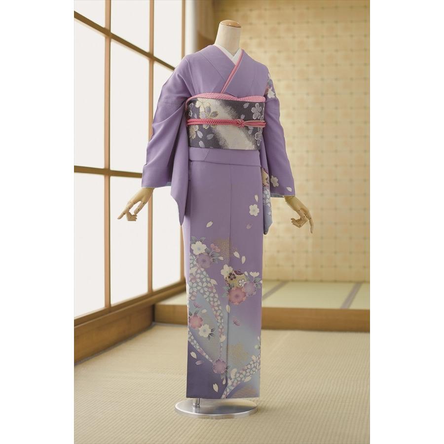 夏用単衣訪問着 藤色手まり桜 身長 160cm〜178cm位 訪問着 レンタル 単