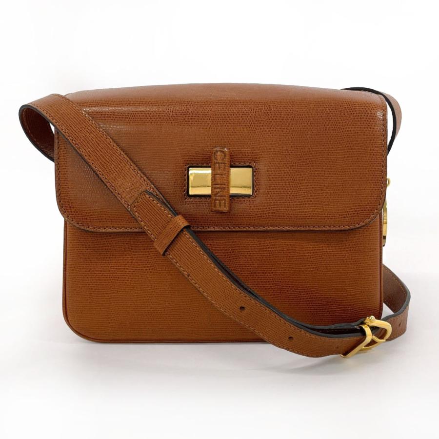 CELINE（セリーヌ） ショルダーバッグ ロゴ 斜め掛け レザー ブラウン