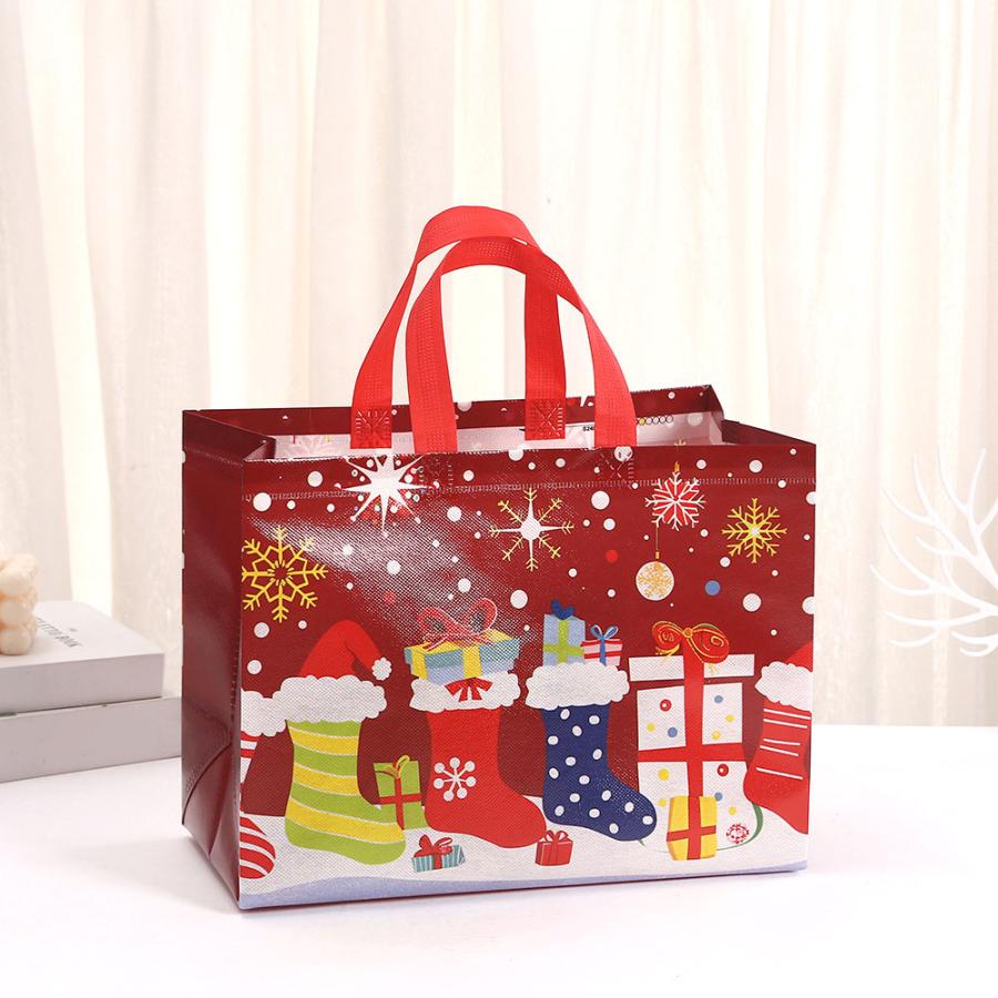 ラッピングクリスマス 手さげ袋 ビニール 袋 バッグ 4種セット Lサイズ