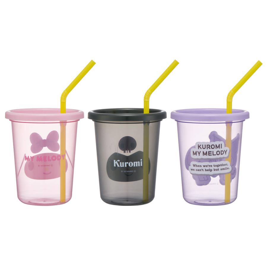 マイメロディ ストロー付きタンブラー 3個セット プラスチック 蓋付き