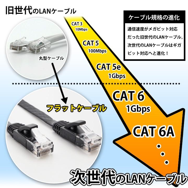 LAN ケーブル 高速通信 フラット CAT6 2M 白 : ウルマックスジャパン