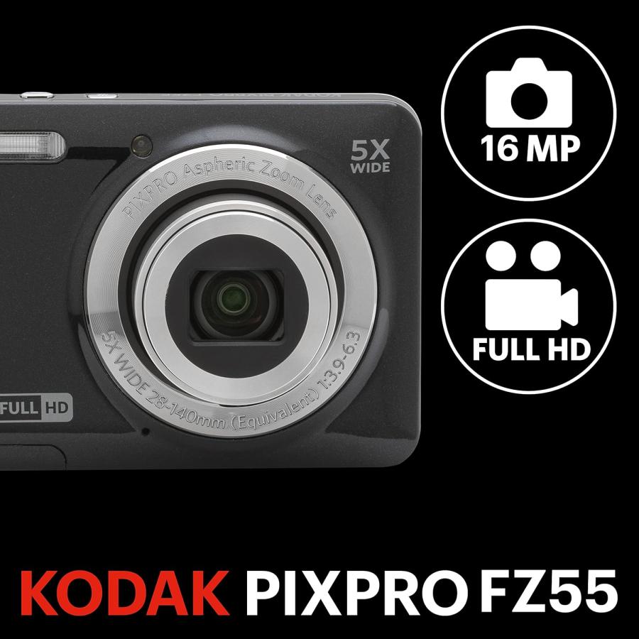 PIXPRO KODAK コダック デジタルカメラ FZ55-BK 16MP 光学5倍ズーム